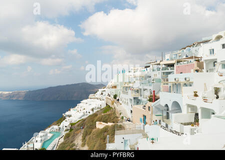 Dorf Imerovigli auf der Insel Santorini, Griechenland. Stockfoto