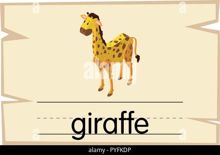 Wordcard Design für Wort giraffe Abbildung Stock Vektor