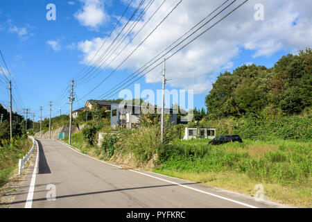 Verlassene Stadt, in der Nähe von Fukushima Futaba Kraftwerk Stockfoto