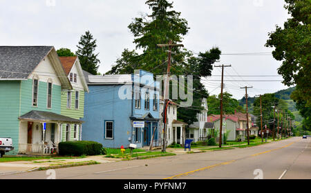 Wohnquartier in kleinen ländlichen Dorf von Düren in der Steuben County, Finger Lake Region, New York, United States. Stockfoto