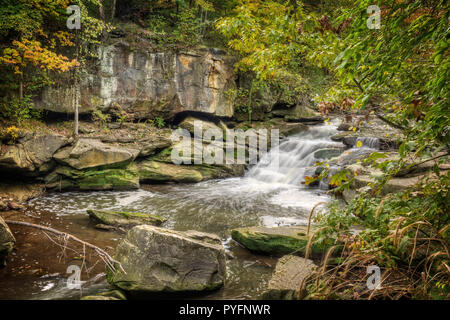 Ein kleiner Teil der Berea fällt Ohio während der Spitzenzeiten fallen Farben. Dieser Wasserfall sieht es am besten mit peak Herbst Farben in den Bäumen. Stockfoto