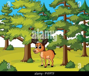 Rehe leben in den Wald Abbildung Stock Vektor