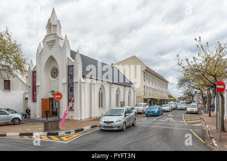 Stellenbosch, Südafrika, 16. August 2018: Die Galerie der Universität Stellenbosch in einer historischen Kirche in Bird Street an der Ecke mit Dorp Street in Stockfoto
