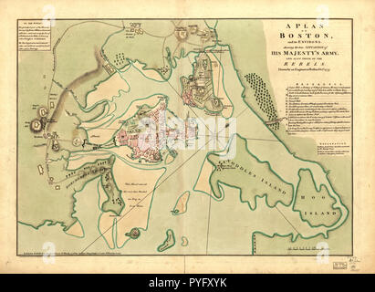 Vintage Karten/Antique Maps - ein Plan von Boston, und seine Umgebung: · die wahre Situation seiner Armee seiner Majestät, und auch die von den Rebellen Ca. 1776