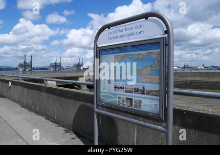 Karte von Cardiff Bay, Cardiff Bay Barrage, South Wales, Großbritannien Stockfoto