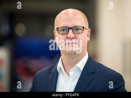 Dresden, Deutschland. 27 Okt, 2018. 27. Oktober 2018, Deutschland, Dresden: Henning Homann, neuer Generalsekretär der sächsischen SPD-Landesparteitag zugelassen. Credit: Monika Skolimowska/dpa-Zentralbild/dpa/Alamy leben Nachrichten Stockfoto