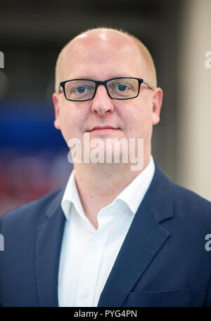 Dresden, Deutschland. 27 Okt, 2018. 27. Oktober 2018, Deutschland, Dresden: Henning Homann, neuer Generalsekretär der sächsischen SPD-Landesparteitag zugelassen. Credit: Monika Skolimowska/dpa-Zentralbild/dpa/Alamy leben Nachrichten Stockfoto