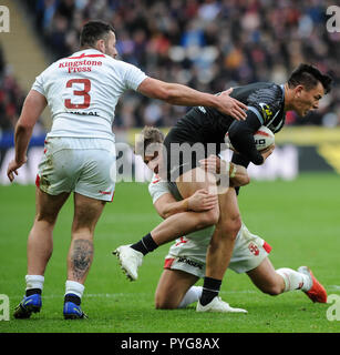 Hull, UK, 27. Oktober 2018. KCOM Stadion, Hull, England; Rugby League Dacia International, England gegen Neuseeland; Koddi Nikorima Foto: Dean Williams Credit: Dean Williams/Alamy leben Nachrichten Stockfoto