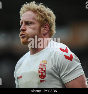 Hull, UK, 27. Oktober 2018. KCOM Stadion, Hull, England; Rugby League Dacia International, England gegen Neuseeland; James Graham Foto: Dean Williams Credit: Dean Williams/Alamy leben Nachrichten Stockfoto