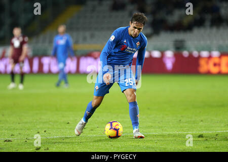 Torino, Italien. 27. Oktober, 2018. Federico Chiesa von ACF Fiorentina in Aktion während der Serie ein Match zwischen Torino FC und ACF Fiorentina. Credit: Marco Canoniero/Alamy leben Nachrichten Stockfoto