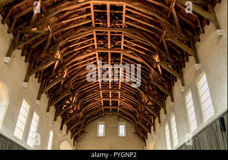 Eine Aussicht auf ein Dach aus Holz in der Großen Halle in Stirling Castle, Schottland Stockfoto