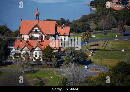 Badehaus, Government Gardens, Rotorua, North Island, Neuseeland - Antenne Stockfoto