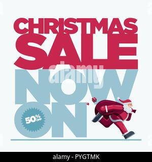 Vektor Weihnachten Design mit Santa Claus Abbildung. Weihnachten Verkauf Konzept Design. Am besten für Poster, Werbung oder social media Post. Stock Vektor