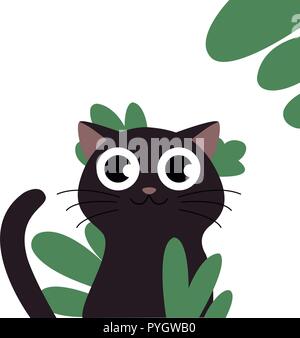 Schwarze Katze Kätzchen Vektor-illustration Flachbild eps 10. Stock Vektor
