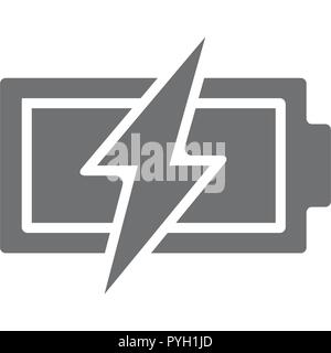 Vector Power Batterie mit Blitz Symbol. Vollständig geladener Druckspeicher Symbol und Zeichen Abbildung auf weißem Hintergrund Stock Vektor