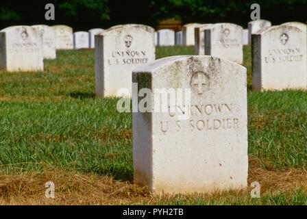 Unbekannte Soldat Grabsteine, Bürgerkrieg Friedhof, Andersonville National Historic Site, GA, USA Stockfoto