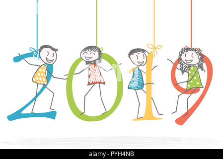 Die Menschen in der 2019 Zahlen für das Neue Jahr Stockfoto