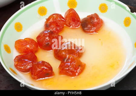 Kandierten kumquats auf der Platte, hausgemachte, Taiwan Stockfoto