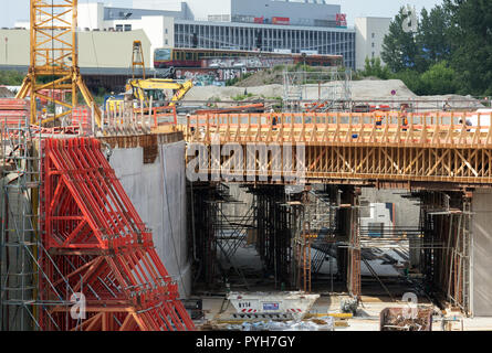 Berlin, Deutschland - bauabschnitt Für die Erweiterung der BAB A100 Stadtautobahn Stockfoto