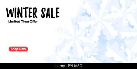 Mailing banner Vorlage. Winter verkauf Hintergrund mit Schneeflocken Stock Vektor