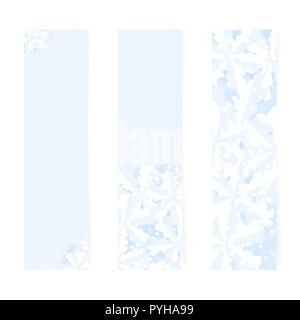 Winter vertikale Web Banner mit Schneeflocken auf einem blauen Hintergrund Stock Vektor