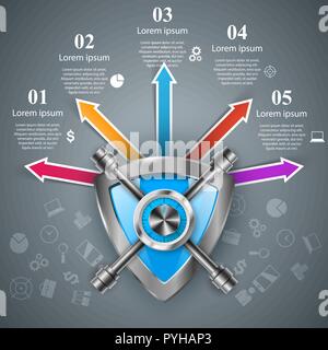 Guard, sicher, Sicherheit, Kaution Infografik. Stock Vektor