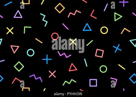 Muster. Nahtlose Memphis geometrische grafische Muster 80s-90s Styles Stock Vektor