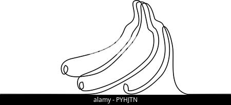 Kontinuierliche eine Linie zeichnen. Bündel Bananen Früchte. Vector Illustration Stock Vektor