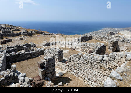 Ein Abschnitt des Wohngebiet im westlichen Teil der antiken Stadt Thera, Santorini, Griechenland. Aus der hellenistischen und römischen Zeit, Stockfoto