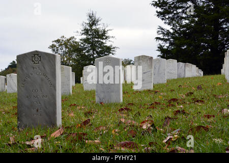 Grundsteine der Konföderierten Soldaten im Bürgerkrieg Teil der historischen Oakwood Cemetery. Stockfoto