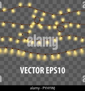 Weihnachten glänzend elektrisches Licht Girlande 3d realistische Stock Vektor