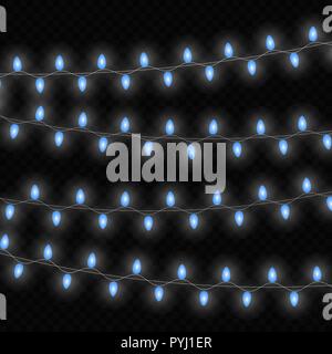 Weihnachtsbeleuchtung isoliert realistischen Design Elemente. Leuchtende Lichter für Weihnachten Urlaub Grußkarte Design. Girlanden. Stock Vektor