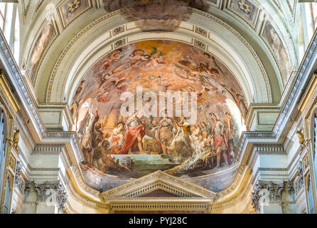 Mit Fresken verzierte Apsis von Mariano Rossi in der Kathedrale von Palermo. Sizilien, Süditalien. Stockfoto