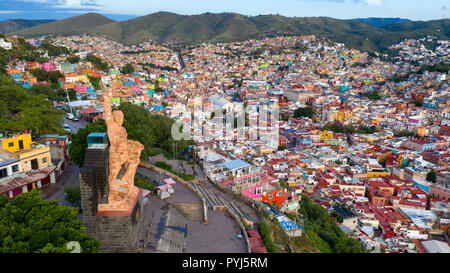Monumento al Pipila, Statue von al Pipila über der Altstadt, Guanajuato, Mexiko Stockfoto