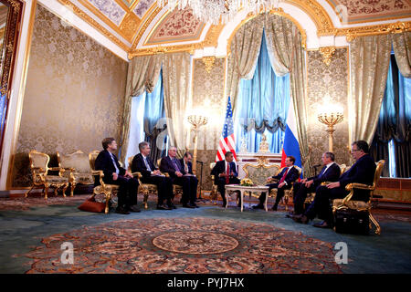 Us-Präsident Barack Obama trifft sich mit der russische Präsident Medwedew im Kreml, Moskau Russland, 6. Juli 2009. Stockfoto