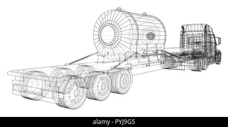 Auto Lieferung halb LKW-Anhänger. Cargo Fahrzeug. EPS 10-Format. Vektor Rendering von 3d Stock Vektor