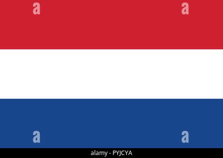 Vektor Bild für Niederlande Flagge. Auf der Grundlage der Offiziellen und dem genauen niederländischer Flagge Abmessungen (3:2) & Farben (186 C, Weiß und 286 C) Stock Vektor