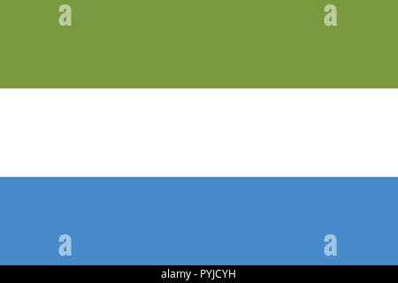 Vektor Bild für Sierra Leone Flagge. Auf der Grundlage der Offiziellen und dem genauen Sierra Leone Flagge Abmessungen (3:2) & Farben (377 C, Weiß und 279 C) Stock Vektor
