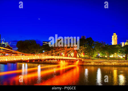 Singapur, Singapur - 19 April, 2018: Blick auf die Skyline von Singapur, das Wahrzeichen von Singapur Stockfoto