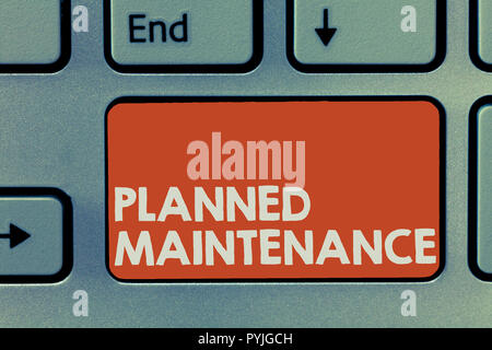 Text Zeichen zeigen, geplante Wartung. Konzeptionelle foto Check ups auf einer regelmäßigen Basis zu tun. Stockfoto