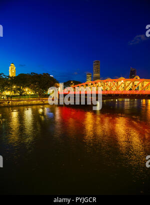 Singapur, Singapur - 19 April, 2018: Blick auf die Skyline von Singapur, das Wahrzeichen von Singapur Stockfoto