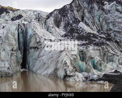 Gletscher bedeckt durch vulkanische Asche Stockfoto