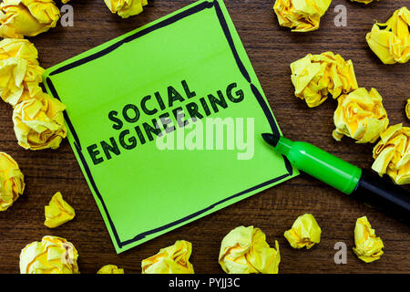 Text Zeichen zeigen Social Engineering. Konzeptionelle Foto psychologische Manipulation Zugriff durch Betrug. Stockfoto