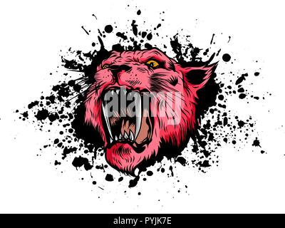 Vector Illustration Tiger Augen Maskottchen Grafik auf weißem Hintergrund Stock Vektor