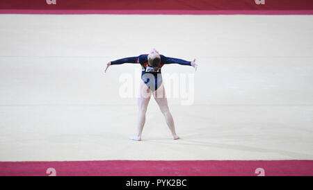 Doha, Katar. 28 Okt, 2018. Dominika Ponizilova (CZE) am Boden. GES/Turnen/Gymnastik Weltmeisterschaften in Doha, Qualifizierung, 28.10.2018 - GES/Turnen/Gymnastik-WM: 28.10.2018 - | Verwendung der weltweiten Kredit: dpa/Alamy leben Nachrichten Stockfoto