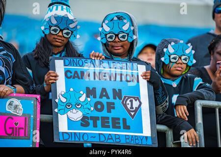 Charlotte, North Carolina, USA. 28 Okt, 2018. Carolina Panthers Fans während der NFL Football Spiel zwischen der Baltimore Ravens und die Carolina Panthers am Sonntag, Oktober 28, 2018 in Charlotte, NC. Jakob Kupferman/CSM Credit: Cal Sport Media/Alamy leben Nachrichten Stockfoto