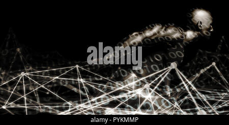 Netzwerksicherheit mit binären 1 s und 0 s Stockfoto