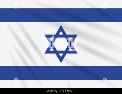 Flagge Israel schwanken im Wind, realistische Vektor. Stock Vektor