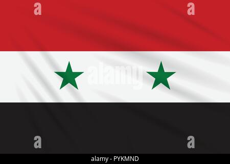 Flagge Syrien schwanken im Wind, realistische Vektor. Stock Vektor