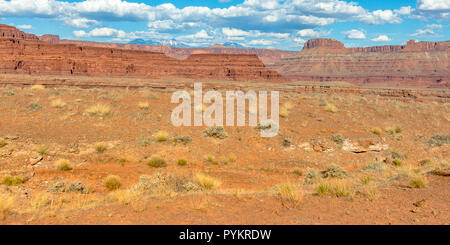 Markante Red Canyon gegen den blauen Himmel in Moab Utah Stockfoto